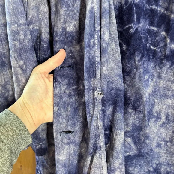 Anthropologie Amadi Hilde Shine Oversize Lightweight Tie Dye Linen Blazer Large - Picture 9 of 13